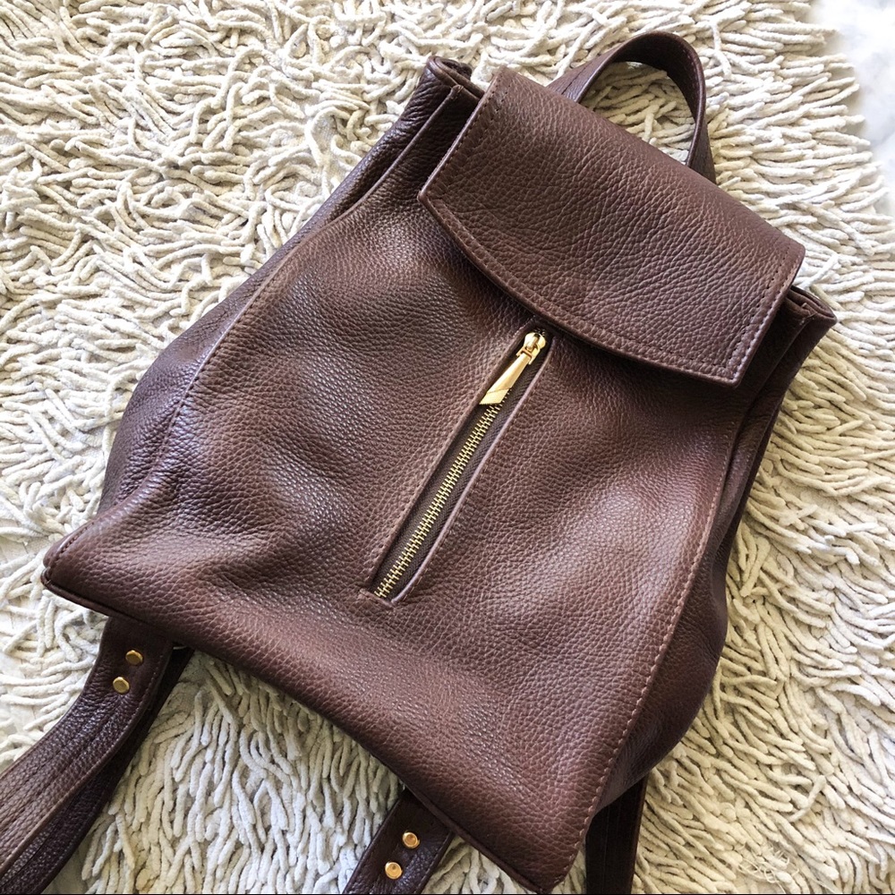 LEATHER brown leather convertible backpack purse